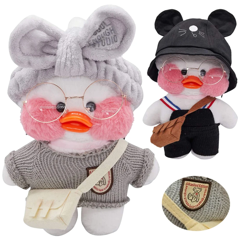 White Duck Cosplay Plush Toy para crianças, adereços bonitos recheados, velo, estilo de etiqueta costurada, Natal e presentes de aniversário