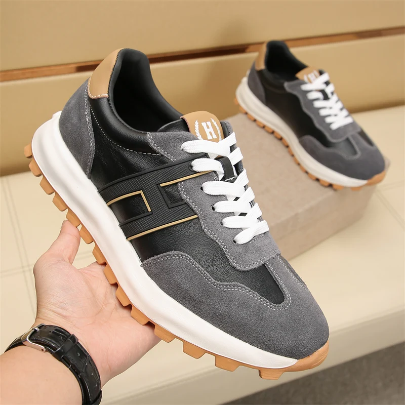 

Men's Running Shoes Genuine Top Layer Cowhide Anti-slip Wear-resistant Thick Bottom Soft Bottom Breathable Leisure Sneakers