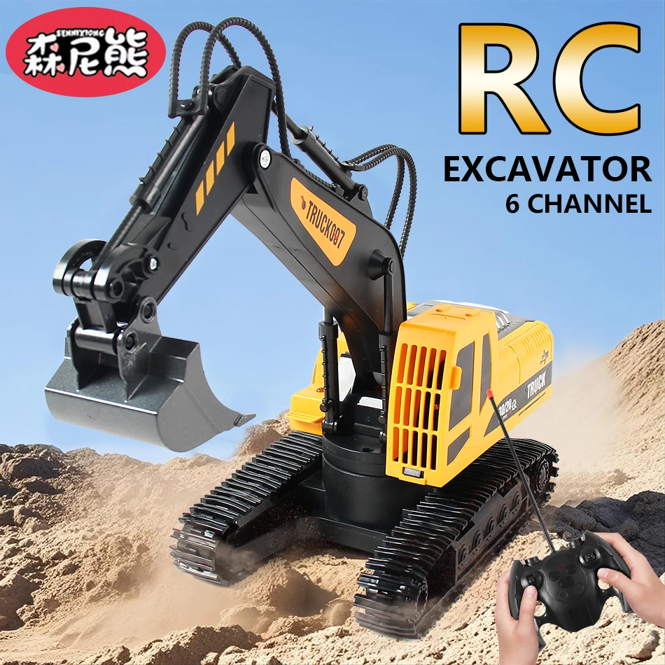 

SENNIXIONG RC Экскаватор 6-канальный ведро из сплава Инженерная машина Городской строительный экскаватор Открытая детская игрушка Праздничный подарок