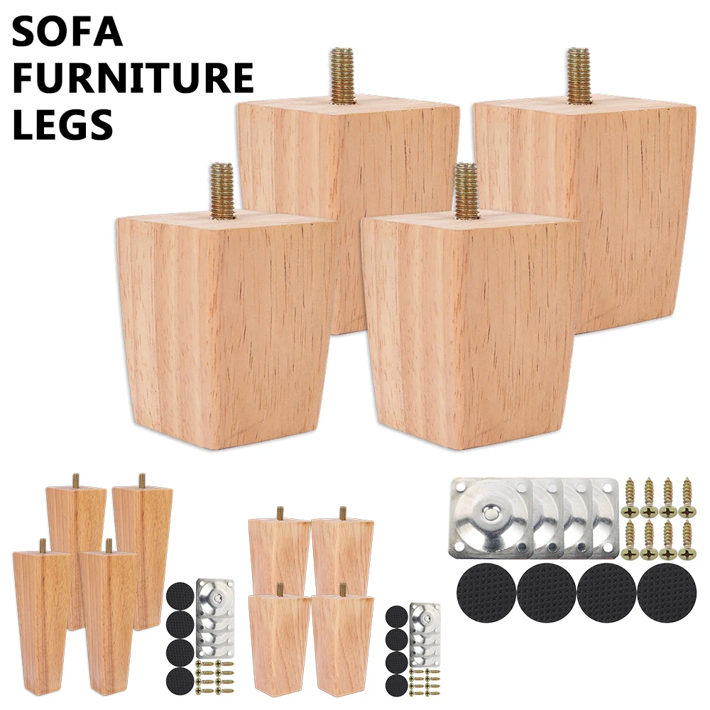 4 Stuks 6/10/15 Cm Massief Houten Meubels Voeten Sofa Kasten Benen Vierkant Bed Tafel Stoel vervanging Voeten Meubelen Accessoires