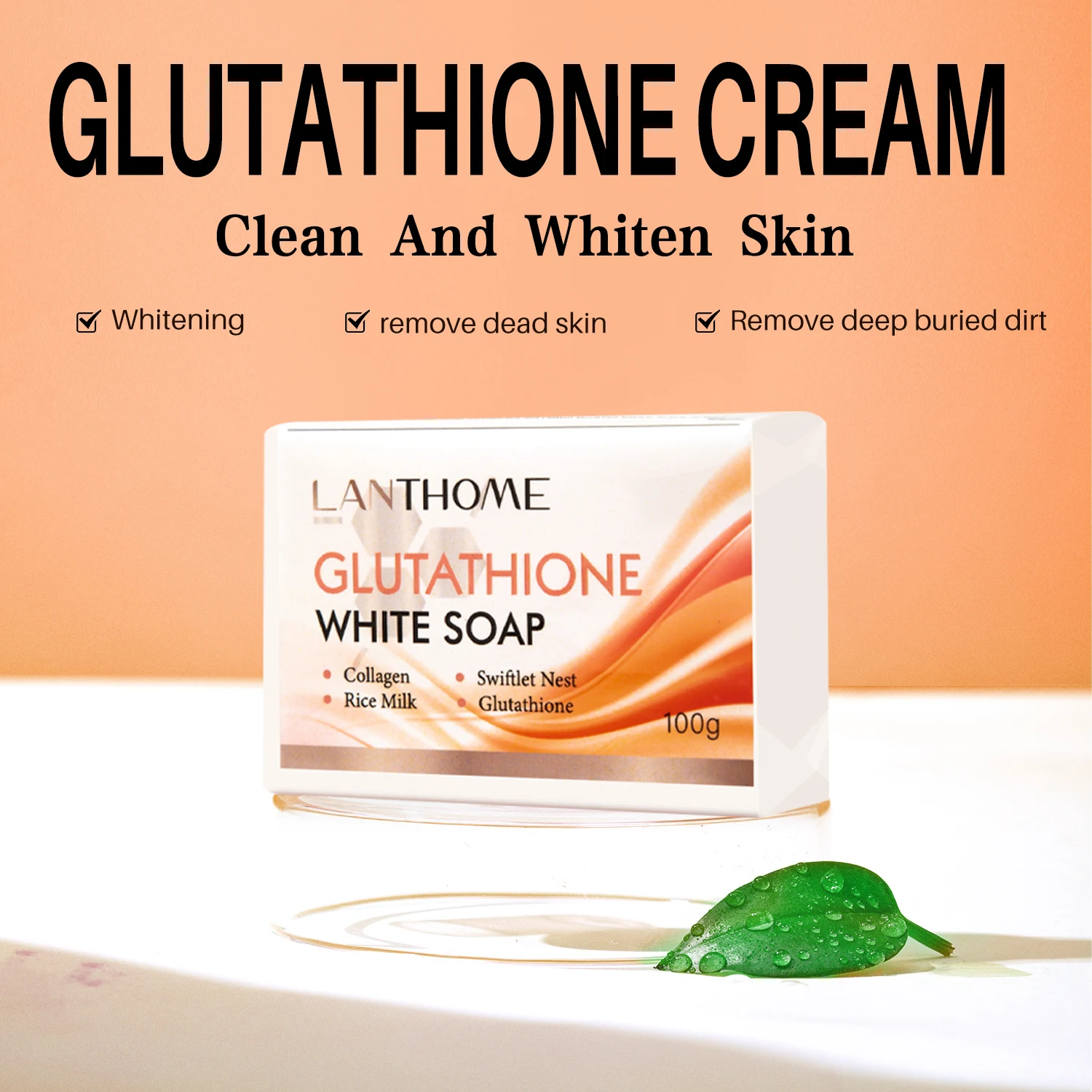 Original Lanthome Glutathione Whitening Soap For Face Skin Brightening Body Reduce Wrinkle Freckle Dark Spot Remover Cleansing