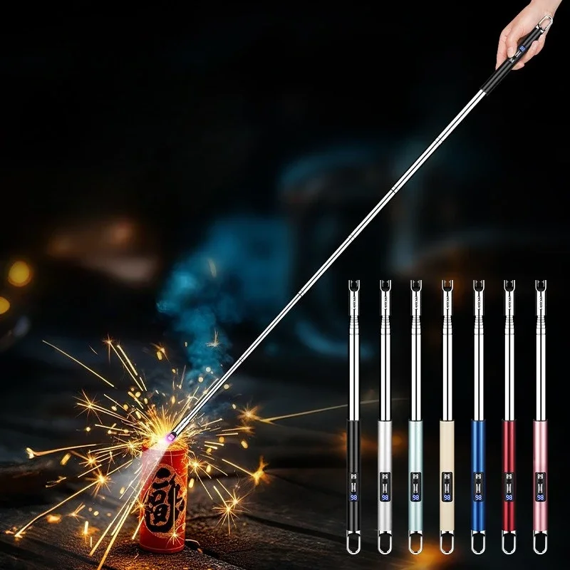 2026 New Retractable 100CM Long Strip Charging Match Pulse Lighter Kitchen Igniter Barbecue Ignition Men's Tools Wholesale