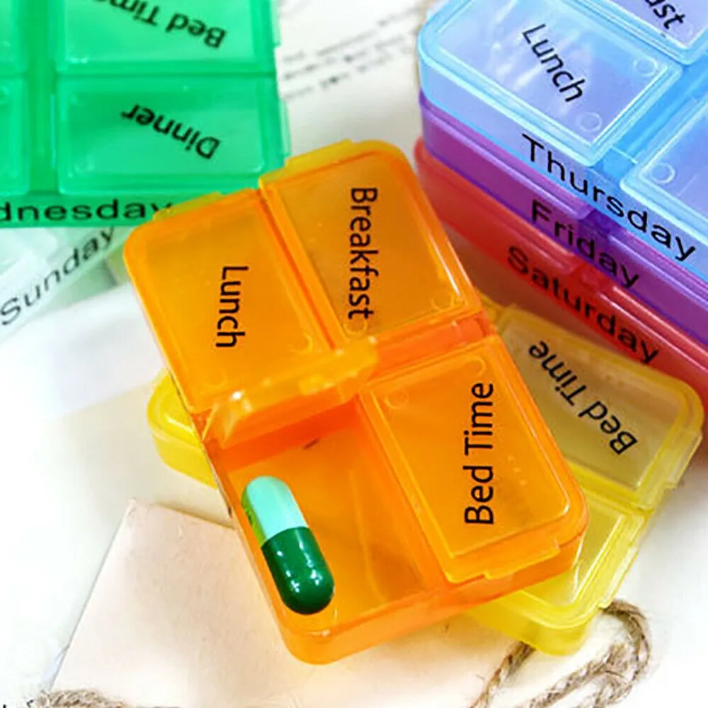 Weekly Pill Case 7 Days Medicine Box Tablet Dispenser Organizer Pill Box Splitters Plastic Storage Box With Clip Lids
