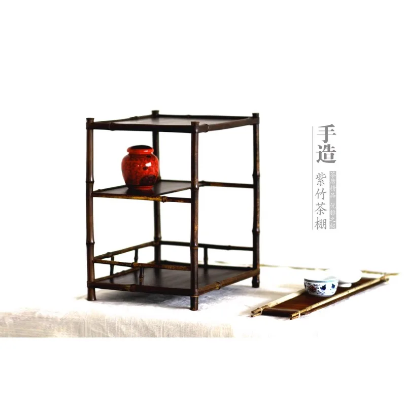 Purple bamboo, bamboo tabletop, tea rack, tea ceremony, bogu rack, purely handmade