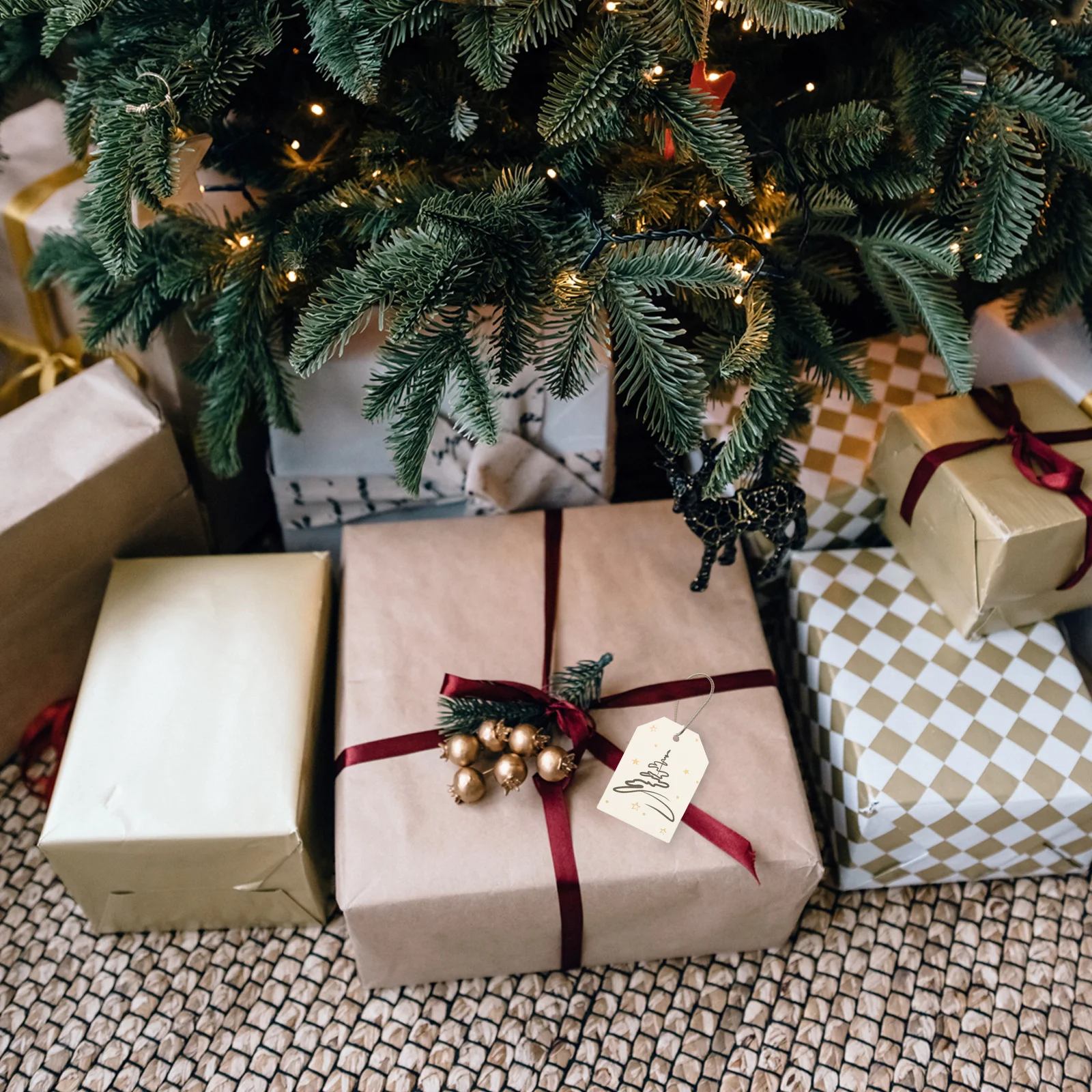 200 قطعة بطاقات عيد الميلاد أنيقة احباط معلمة العلامات لتغليف الهدايا شجرة عيد الميلاد زخرفة عطلة نعمة بطاقة حفلة لصالح ديكور #6