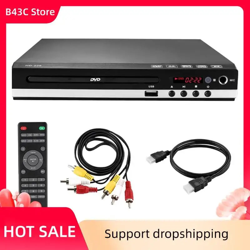 

B43C DVD-229 HD 1080P USB Пульт дистанционного управления VCD CD Дисковый медиаплеер Машина Домашний DVD-приставка Мультимедийный плеер Вилка европейского стандарта