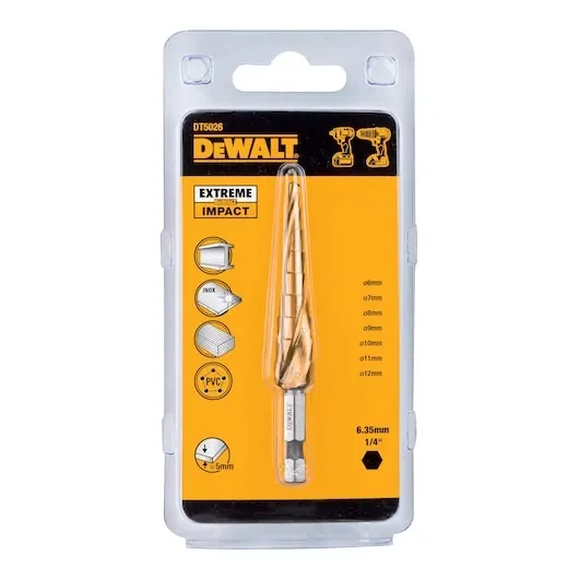 DEWALT DT5026 DT5027 DT5030 DT5031 Hole Enlarger Step Drill 1/4 Hex Shank Titanium Coated Wood Metal Hole Cutter Core Drill Bit