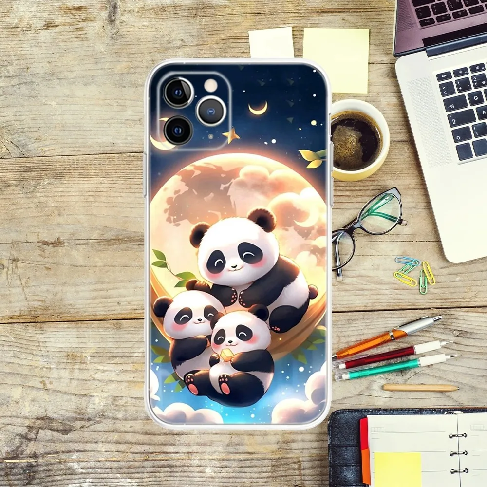 Cute Panda Phone Case For iPhone Apple 15,14,13,12,Mini,11,Pro,Max,Plus,X,XR,XS,8,SE,2020,Plus Transparent Cover