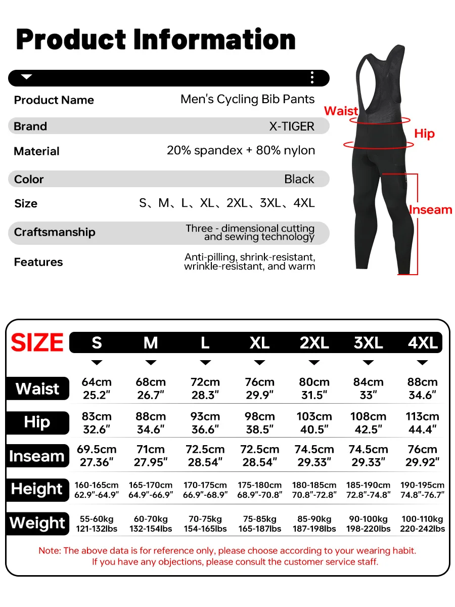 X-TIGER Radfahren Trägerhose Winter Winddicht Thermo Mountainbike Radfahren Hose Fahrrad Strumpfhosen 5D Gel Pad Warme Radfahren Hosen – Detail 3