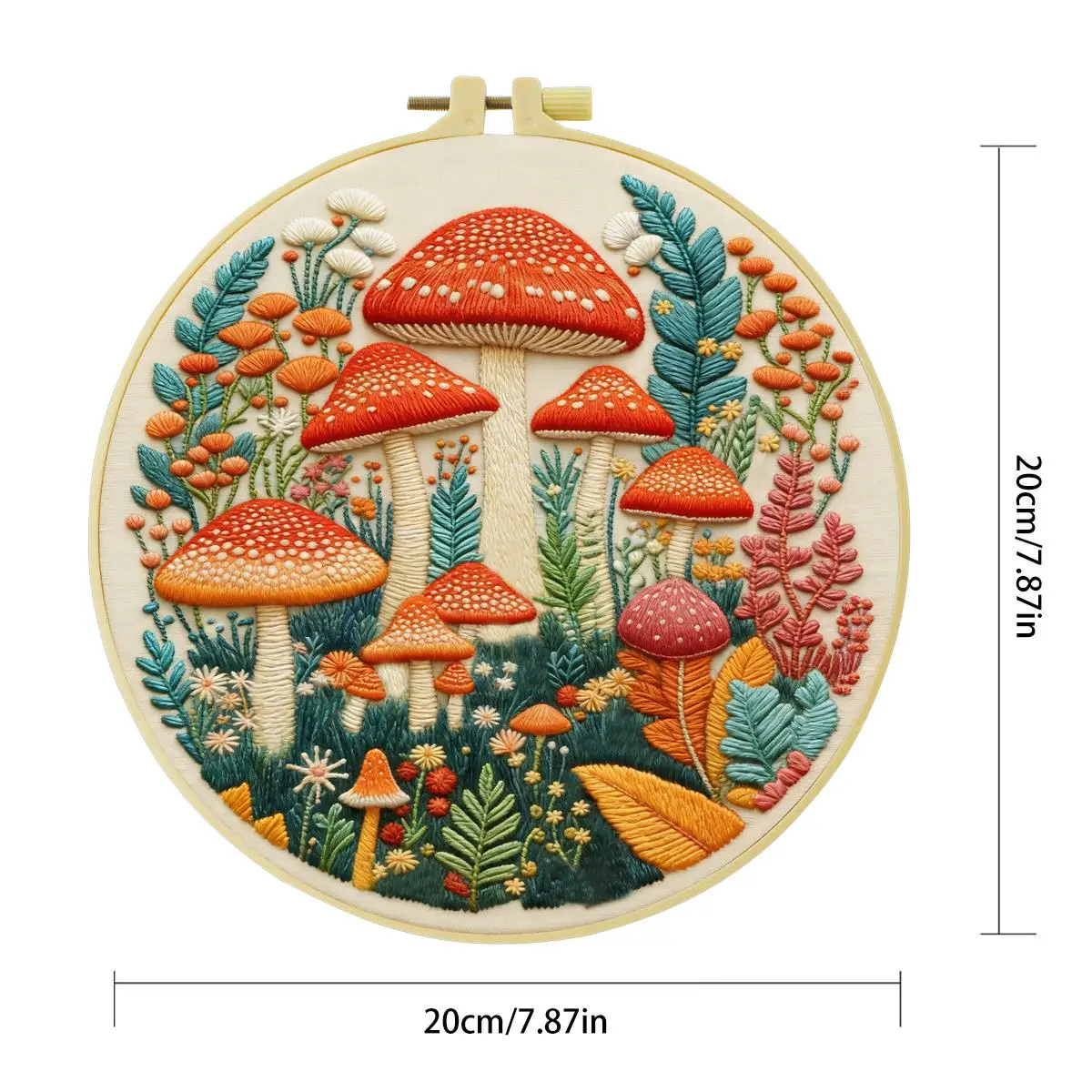 1 Stück 20X20CM/15X15CM 7,87/6,3 Zoll Großes Pilz-Stickerei-Starter-Kit DIY-Kit DIY-Stickerei-Set Handarbeiten Malerei – Detail 4