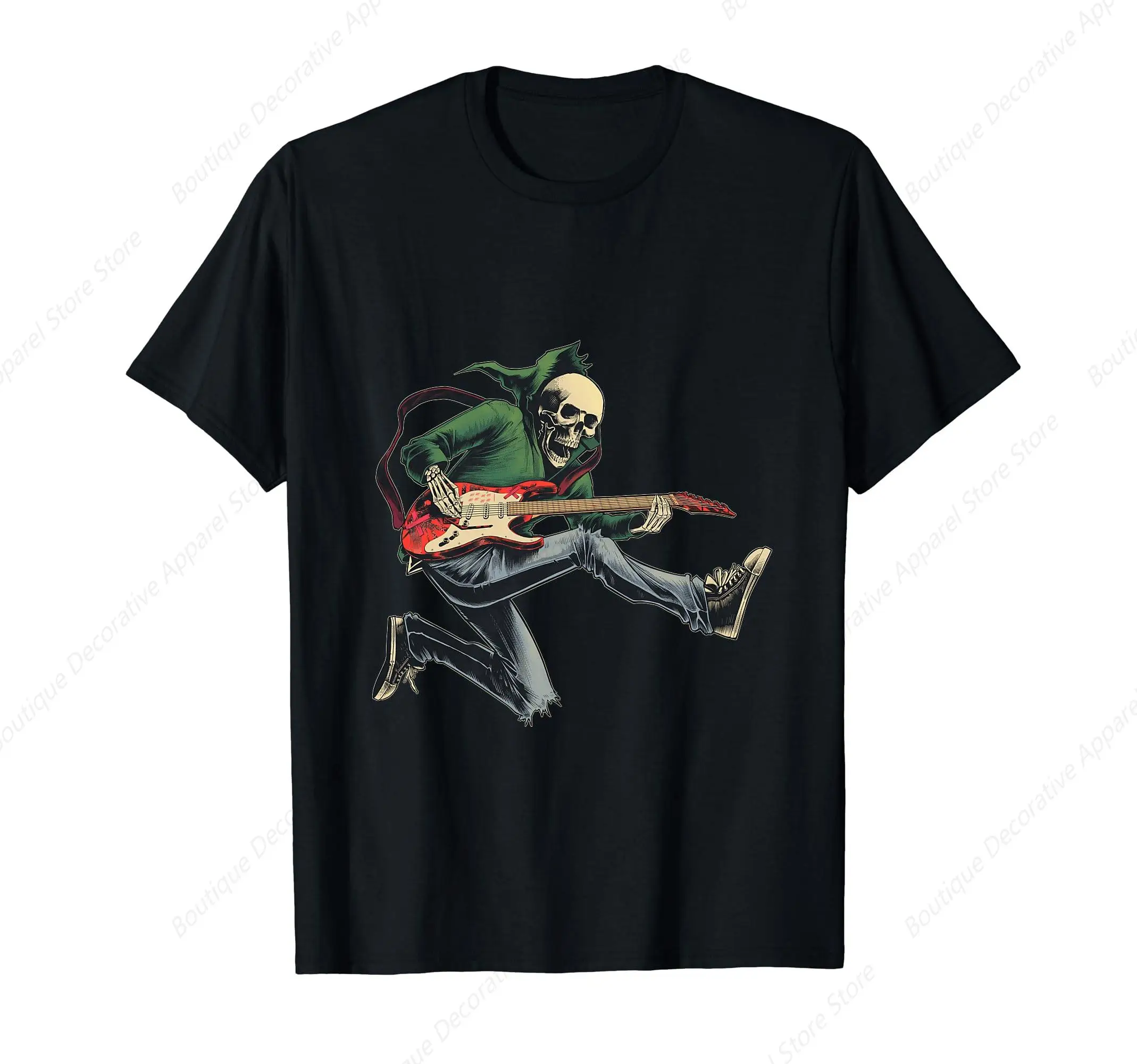 Skeleton Playing Guitar - Rock And Roll Graphic Band Tees T-Shirt