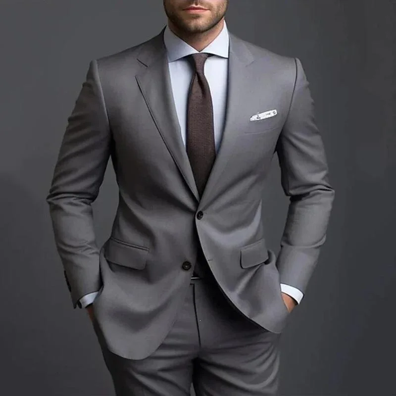 

Men's Two Piece Suit Set Z 45862 Formal Western Style Clothing Cross-Border Special Wide Fit Autumn Season Double Slit