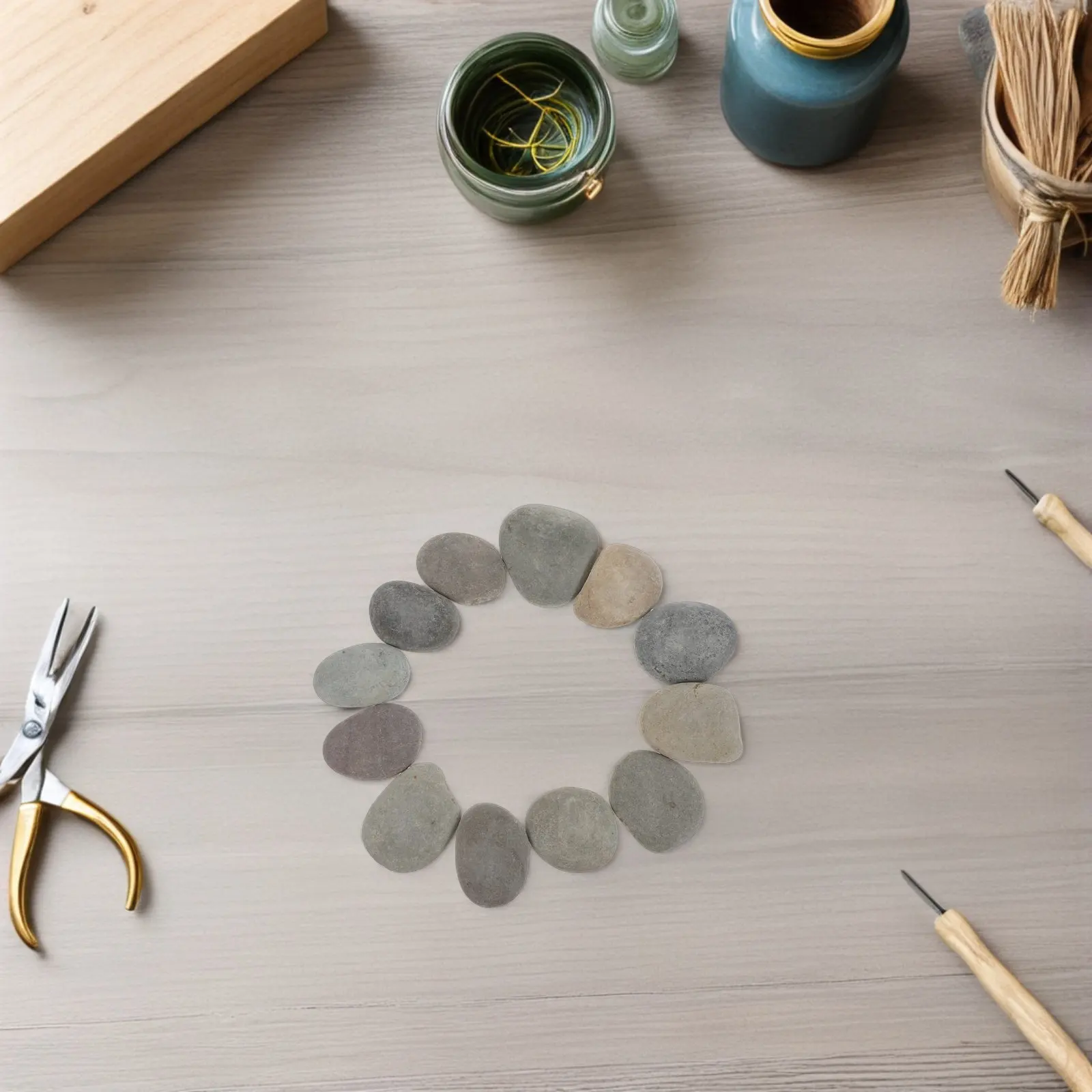 12Pcs Natural River Rocks 5-8Cm Flat Smooth Craft Stones for Painting Holiday Art DIY Garden Decor Kindness Stones