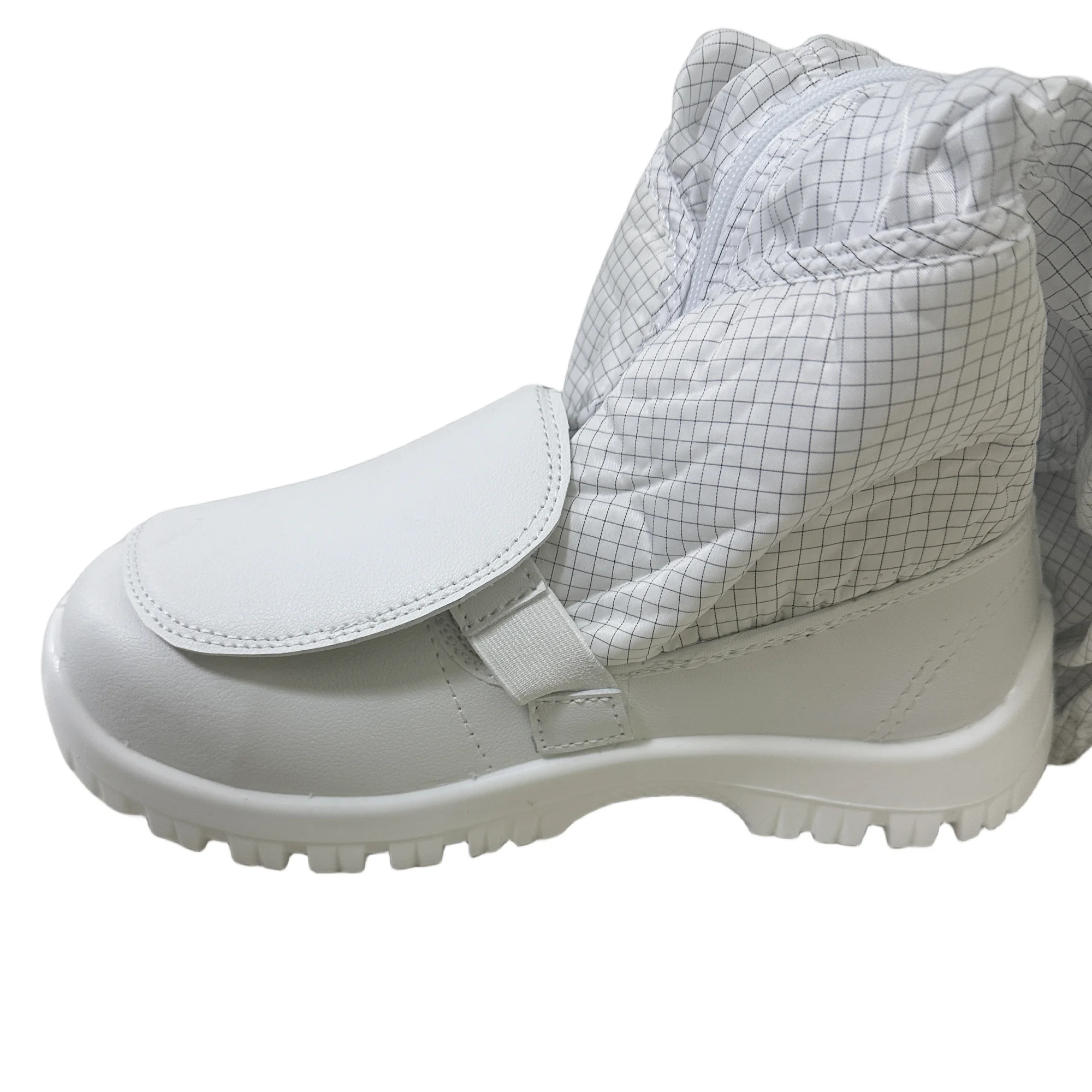 Cleanroom Lab Pu Sole Customized Dust Proof Esd Booties Protect Instep Toe Autoclavable Fabric Zipper Antistatic Safety Boots