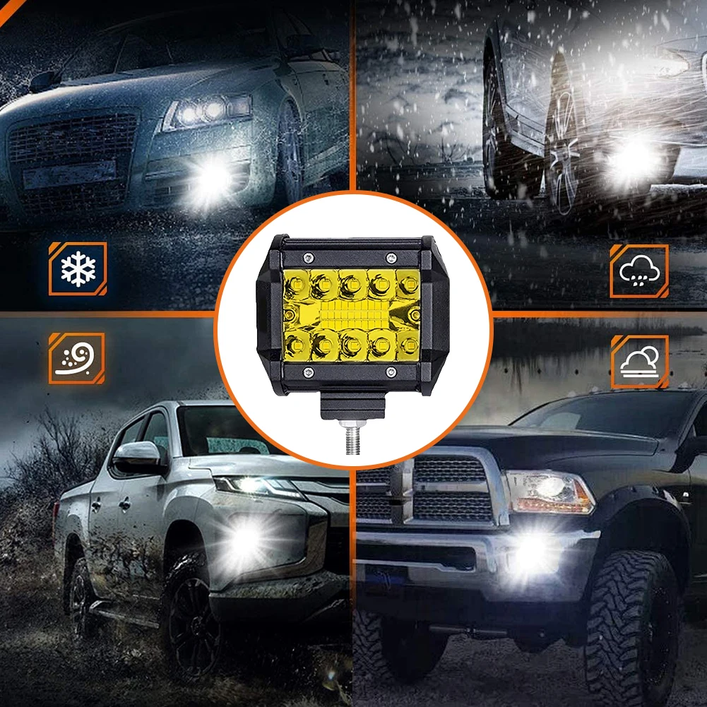 4 Inch 20 LED Driving Fog Lamp IP68 Waterproof Car LED Light Bar 6000K Assisted Driving Lamp for Truck Farm Tractor Boat SUV ATV