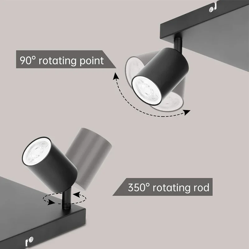 LED Ceiling Light with Replaceable Bulb Directional Four Head for Living Room Spotlights - Energy Efficient Lighting Soluti