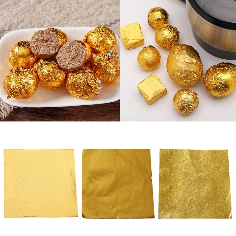 Chocolate Wrappers 3Bag Gold Foil Candy Wrappers,Butter Wrappers Homemades Individual Aluminum Packagings Wrapping Sheet B03E