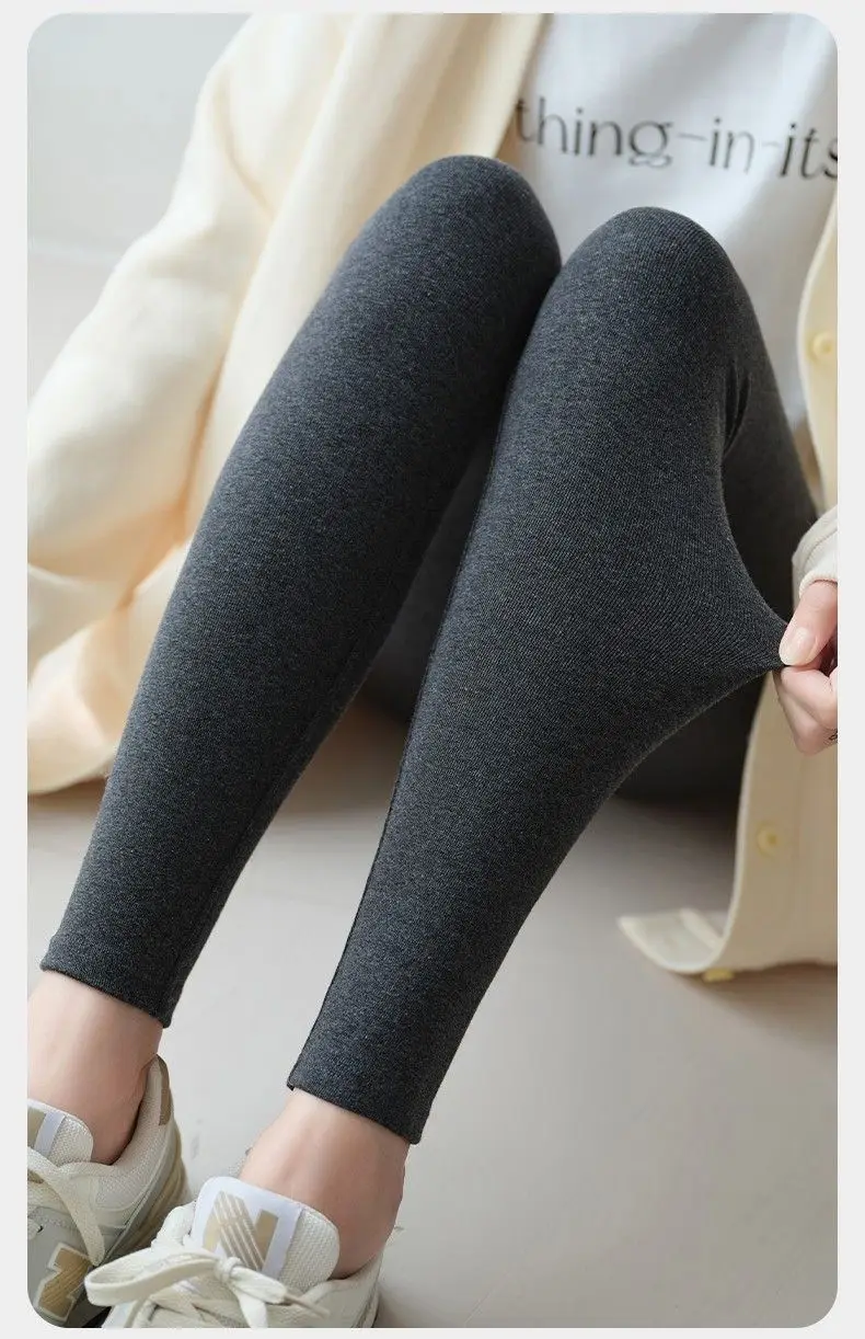 Reine Baumwolle Leggings Frauen Herbst Große Größe Hohe Taille Enge Neun-punkt Verdickte Kleine Füße Machen Sie Sie Schlank warme Hosen