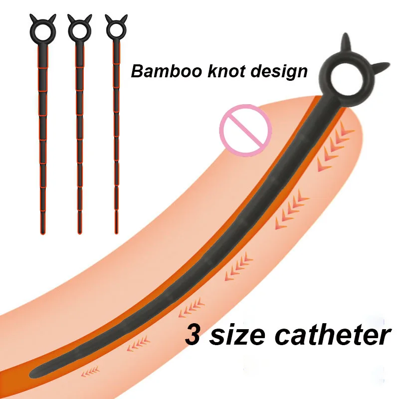 سيليكون 3 حجم القضيب قضيب القسطرة انسداد محفز الحصان العين عصا BDSM مجرى البول موسع لعبة الجنس للرجال