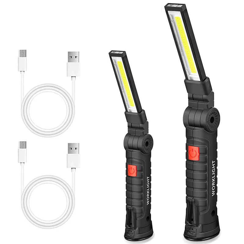 Linterna LED COB magnética, recargable por USB Luz de trabajo, gancho de antorcha portátil, luz de inspección, lámpara de reparación de automóviles para acampar, nueva