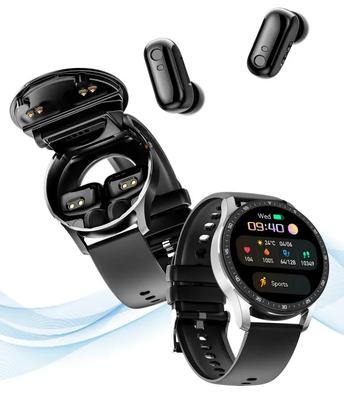 

2023 New Headset Smart Watch TWS Two In One Wireless Bluetooth Dual Headset Call Health Blood Pressure Sport Music Smartwatch