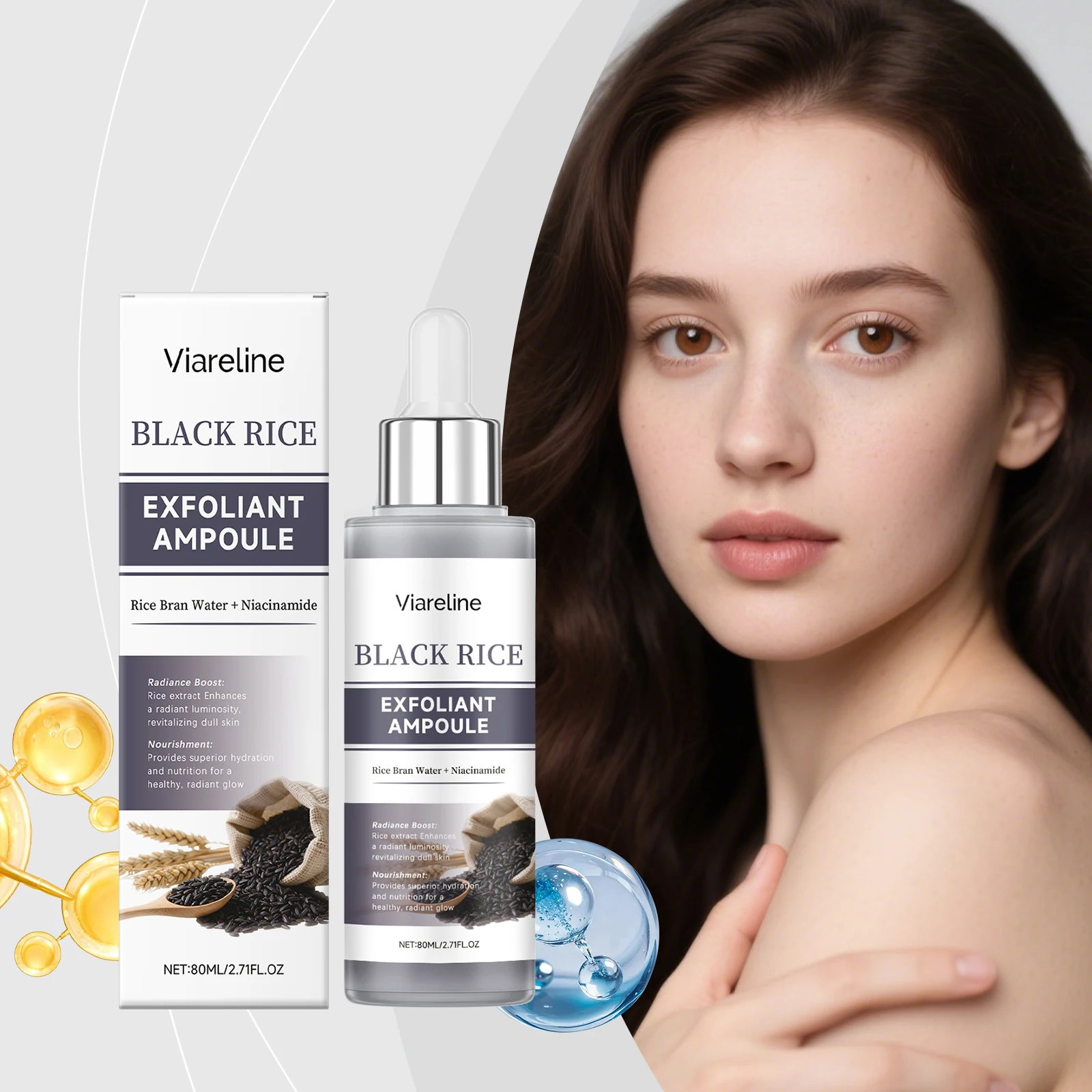 

Daily Black Rice Exfoliating Serum - Gentle Facial Care Nourishes Softens Skin Reduces Blackheads Minimizes Pores Brightens