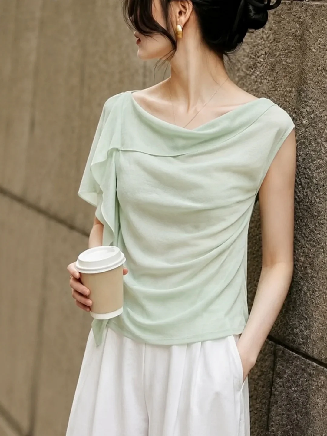 

Delicate Style Women's T-Shirt Crew Neck Short Sleeve Color Versatile Top Korean Version Straight Cut Commute Fashion