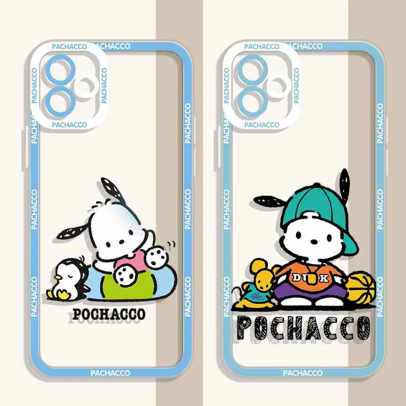 Aoger Sanrio Pochacco Hello Kitty kuromi Phone Case for Apple iPhone 14 12 13 11 Pro Max Mini Funda Liquid Transparent Cover