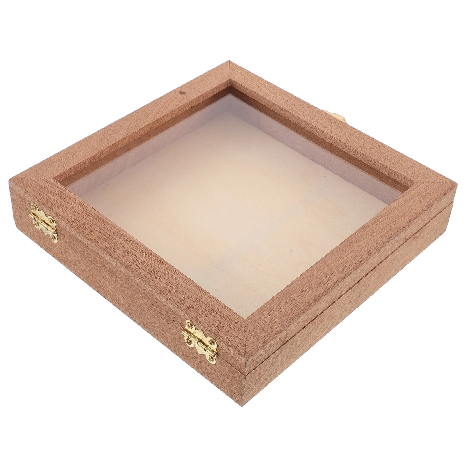 

Wooden Display Case Square Natural Sapele Wood Transparent Lid Box For Dry Flower Jewelry Storage Vintage Butterfly