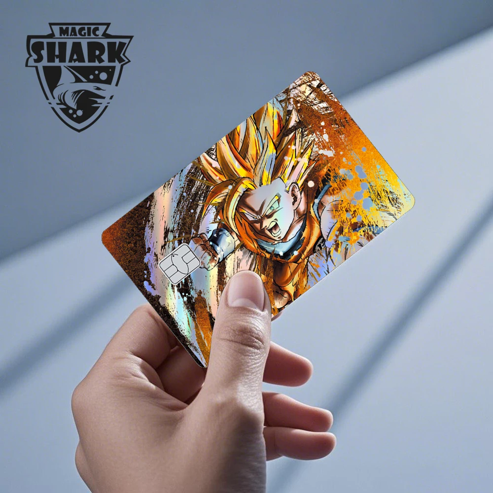 Magic Shark Goku Vegeta Cool Shinny Holographic Laser Credit Debit Card  Sticker Film Front Skin Cover - AliExpress 26