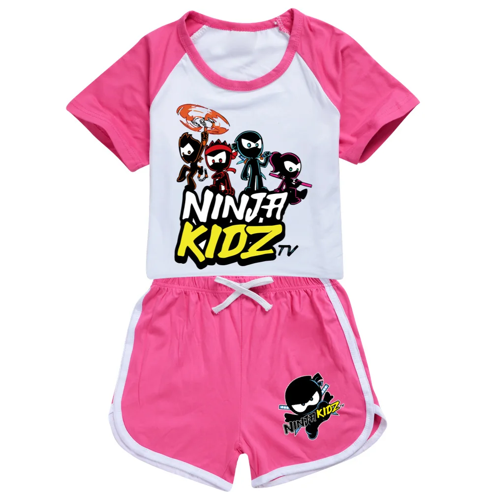 NINJA KIDZ Kids Clothes Summer Baby Girls T shirt Pants Set Boys Casual Short Tops Suit toddler Children pajamas clothes