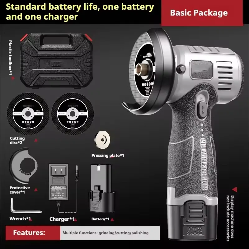 Mini Angle Grinder Lithium Battery Large Capacity Household Small Grinder Handheld Disassembly Tool