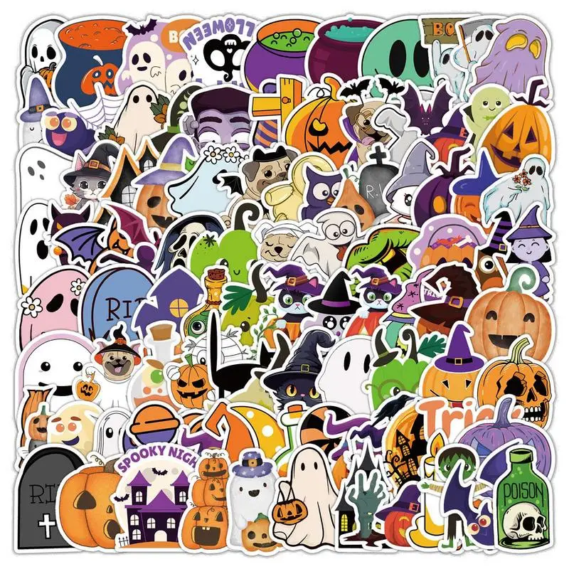 

Halloween Stickers Waterproof Pumpkin Decals Waterproof Holiday Gathering Day Stickers For Laptop Water Bottle Crafts