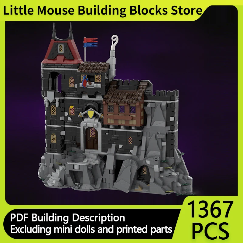 

Medieval Castle Model MOC Building Bricks Fortress On The Cliff Modular Technology Gifts Holiday Assemble Children Toys Suit