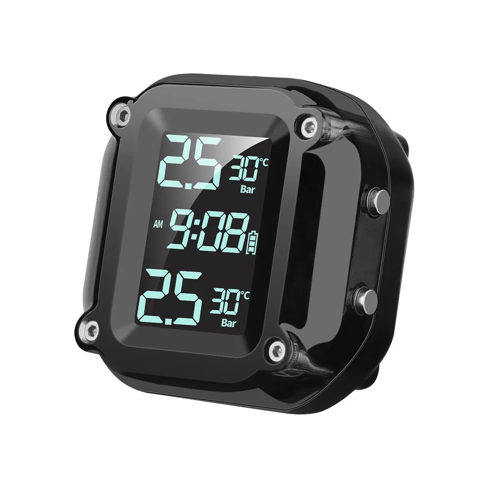 M5 Motorcycle TPMS Tire Pressure Monitor 433MHz Wireless LCD Display 0-6Bar Alarm for Motorcycle Scooter