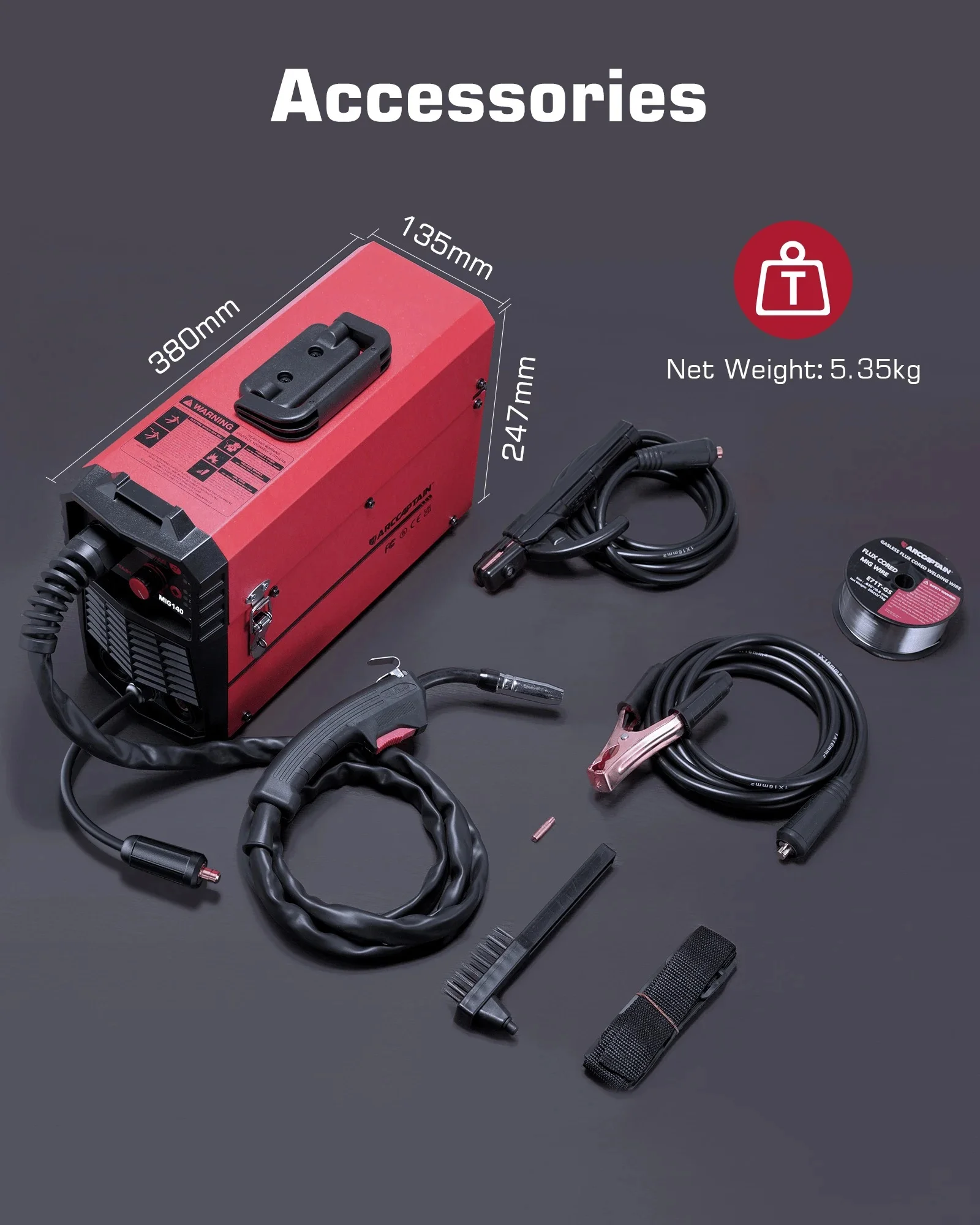 ARCCAPTAIN 4 in 1 MIG MAG Gas Welding Machine DC 140A Gasless Flux Core MIG Lift TIG Stick Synergy Digtal Contol For Soldering