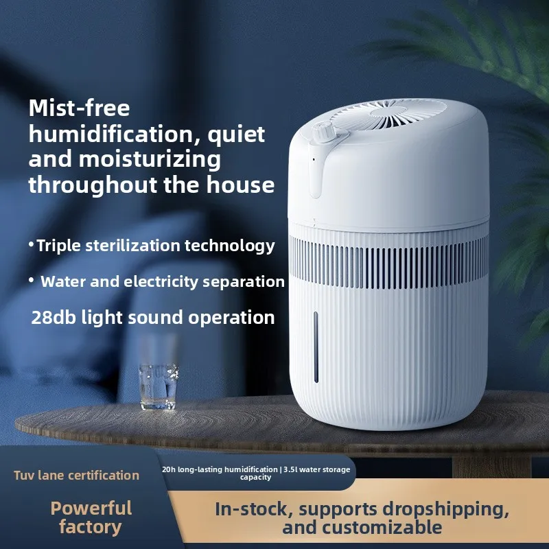 Mist Free Humidifier for Large Room, Top Fill Evaporative Humidifier with Washable Filter, Quiet Air Purifier for Plants Babies