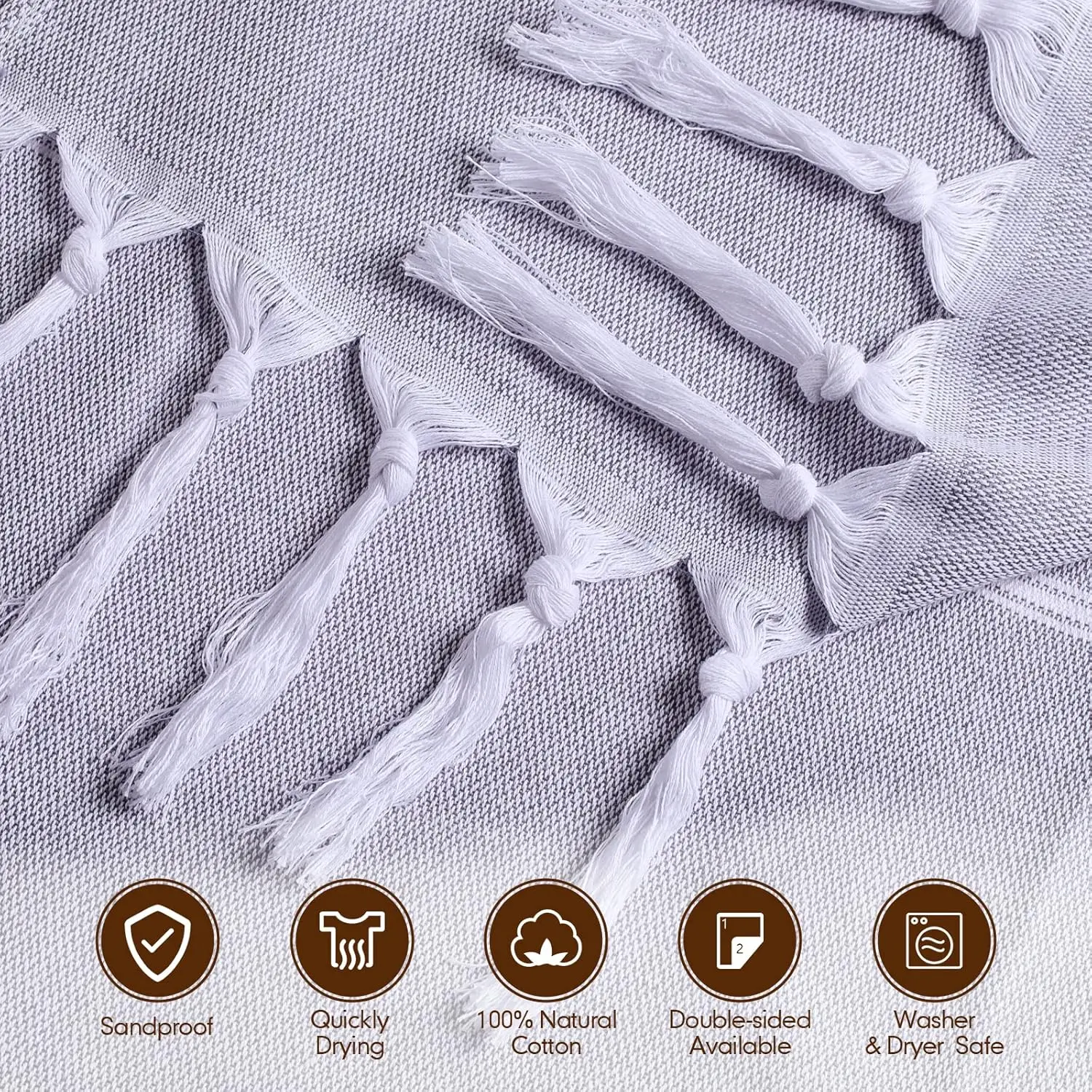 

12 Pack Turkish Beach Towel Bulk 71x36 Inches Cotton Turkish Bath Oversized Sand Free Quick Dry Blanket Towels (Grey)