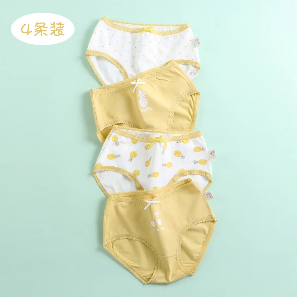 Children's Underwear, Girls' Triangle Pure Cotton Lace Korean Cartoon Shorts, Little Girls' Baby Underwear