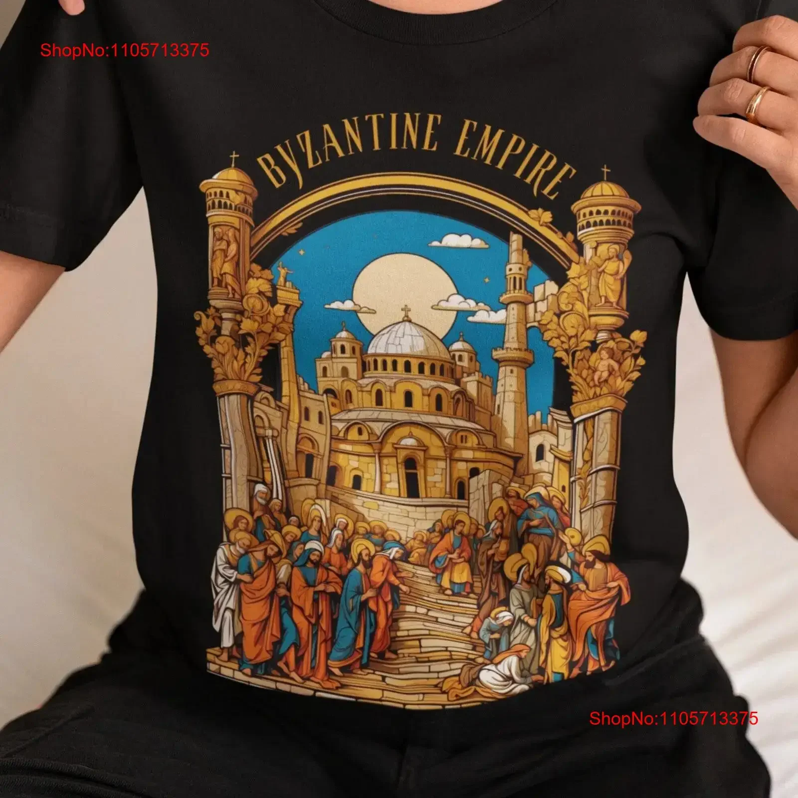 Byzantine Empire Pagan T Shirt Celestial Religious Design of the Ancient Eastern Roman vintage Washed Slightly homme streetwear