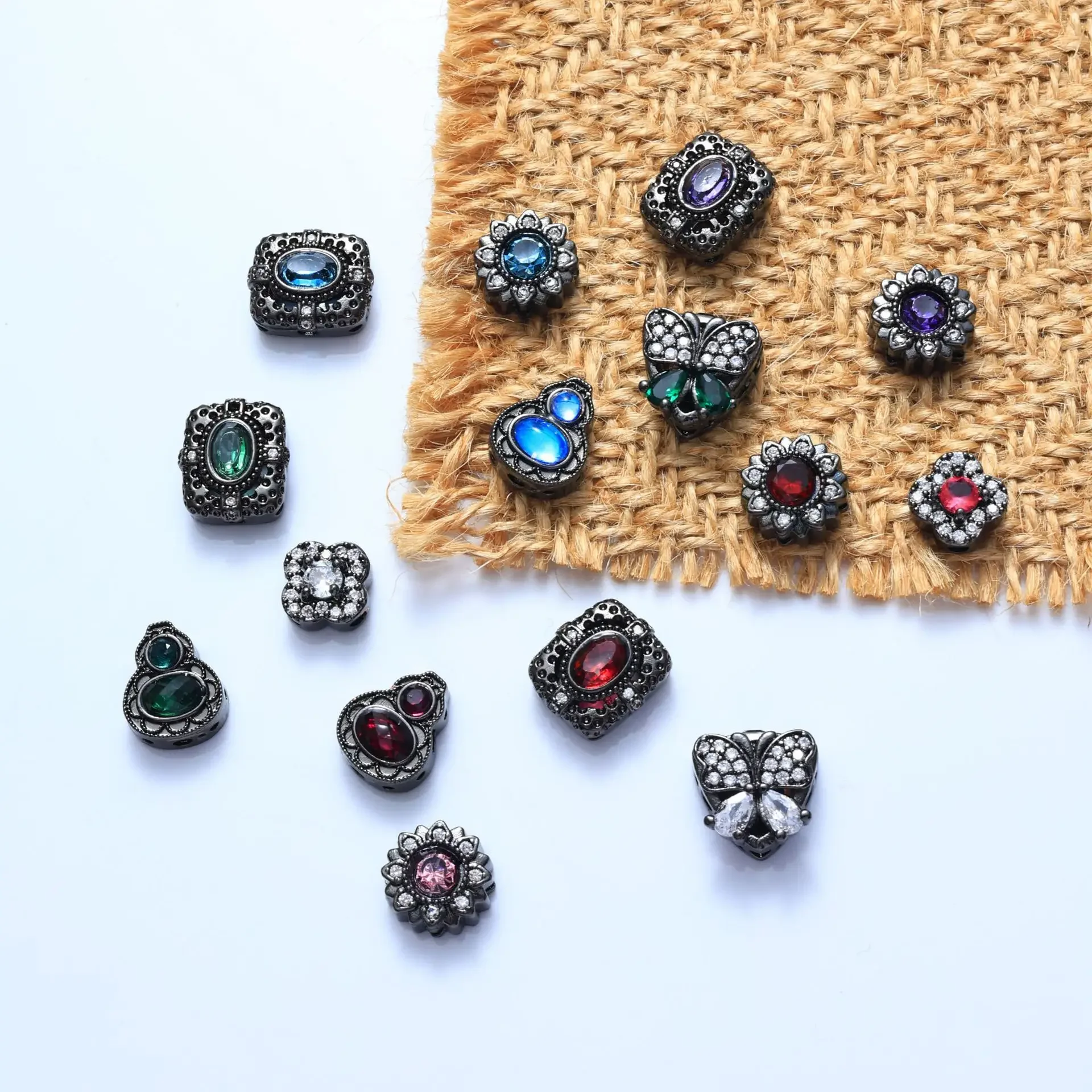 7 Pieces Copper Plated Gunmetal Black Jewelry Accessories Dark Style Spacer Beads Diy Bracelet Necklace Loose Beads Wholesale