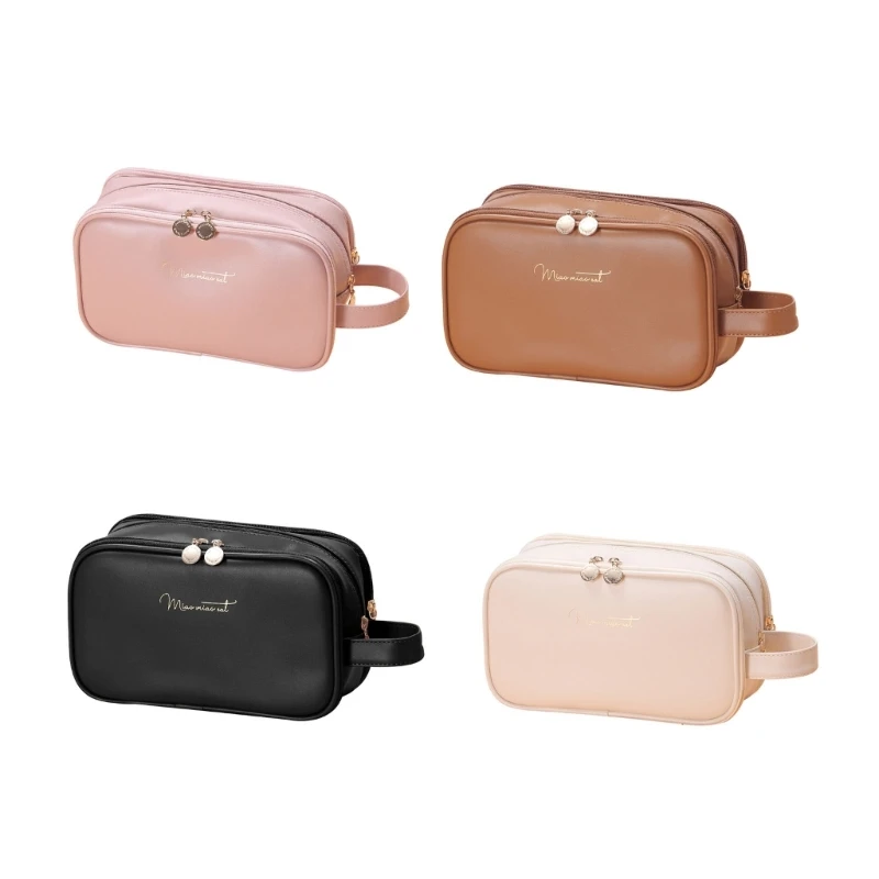 

Makeup Bag PU Leather Travel Cosmetic Bags for Women Girls Makeup Brush Holder