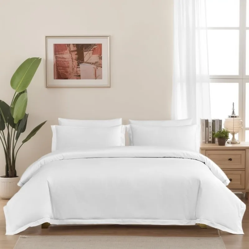 

Duvet Cover Set King Size , 400TC Long Staple Cotton, Sateen Weave Percale Luxe Comforter Cover with Zipper Closure&Corner Ties