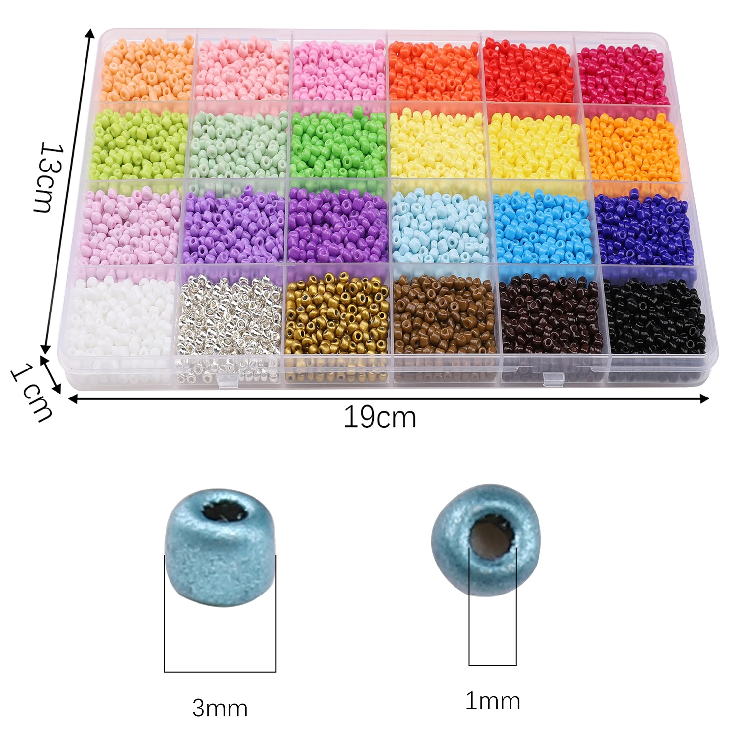 24 Grid Glass Rice Bead Box 3mm Charm DIY Jewelry Creation Bead Jewelry Making Materials Needle and Thread Working Beads