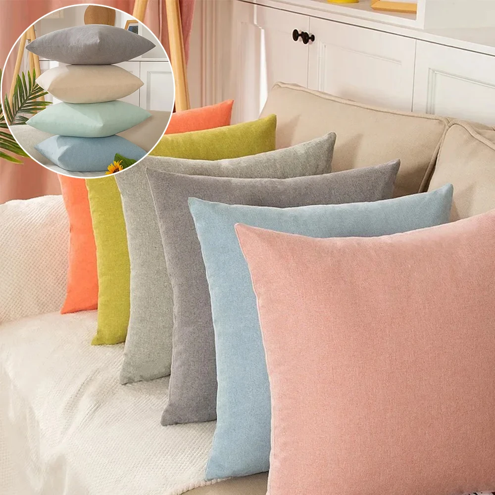 

40x40/45x45/50x50cm Pillow Cover Cotton Linen Plain Pillowcases Decorative Living Room Cushion Covers for Sofa Home Car 카트