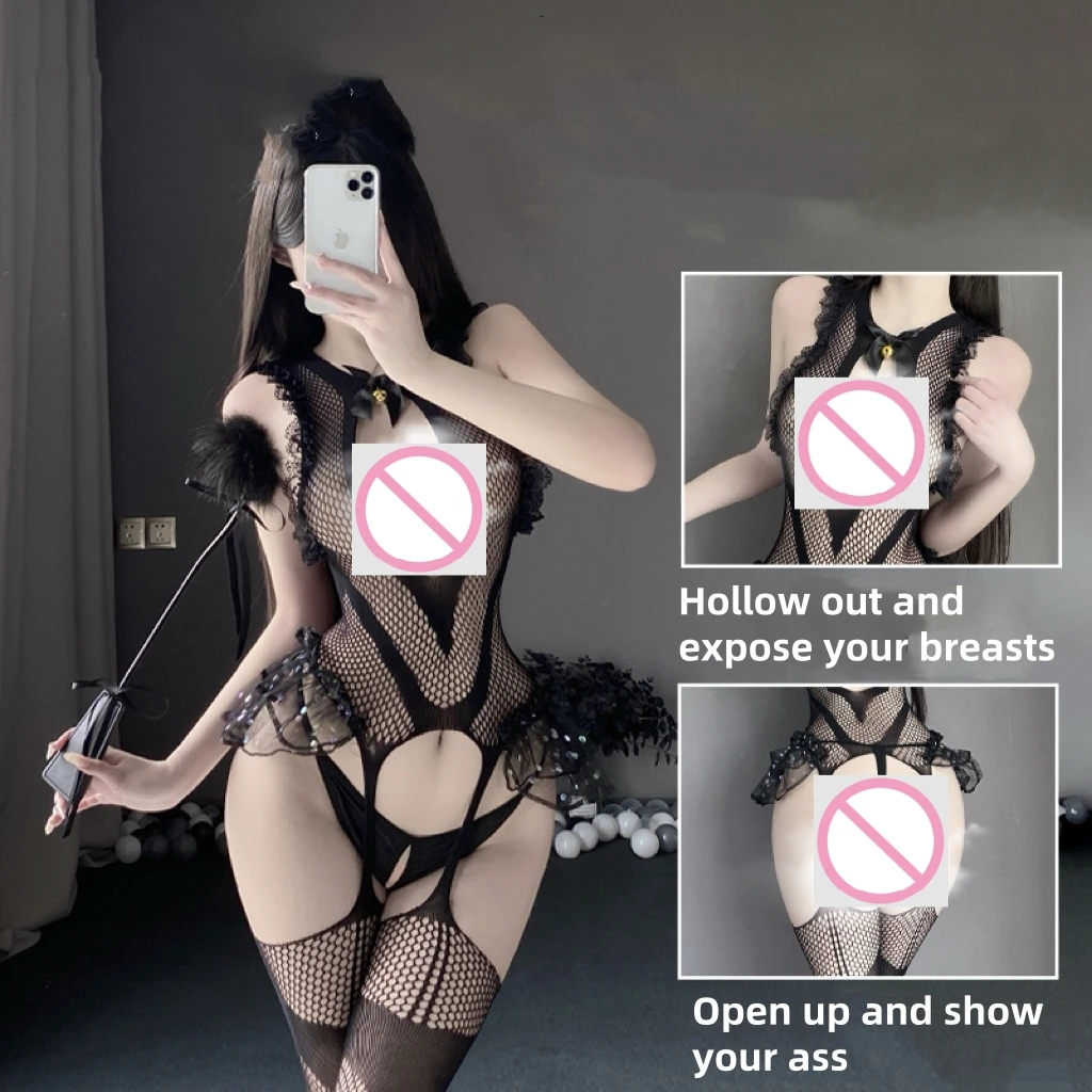 

Sexy lingerie cat girl sexy seduction open sock mesh stockings stockings bare buttocks uniform set L18
