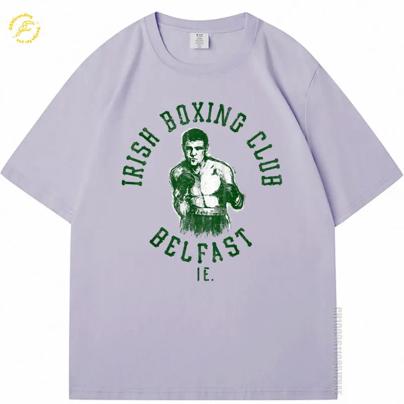 

2025 100% Cotton Man Tshirt Irish Boxin Club Belfast Large T-Shirt Summer Clothing Vêtement Homme Футболка Женская Short Sleeve