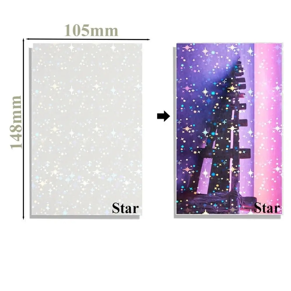 50 Sheets Waterproof Cold Laminating Film A6 Hologram Star Dot Self-adhesive Paper film DIY Package Card Photo Laminating Film