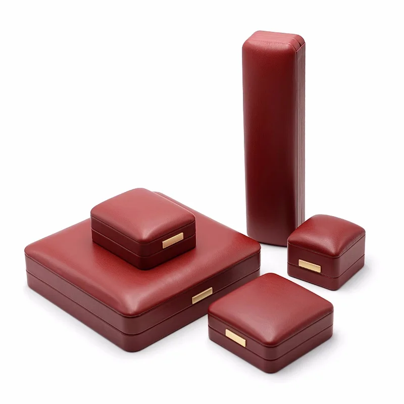 Luxury leather jewelry storage box, earring packaging box, boutique ring necklace gift box, available in multiple colors