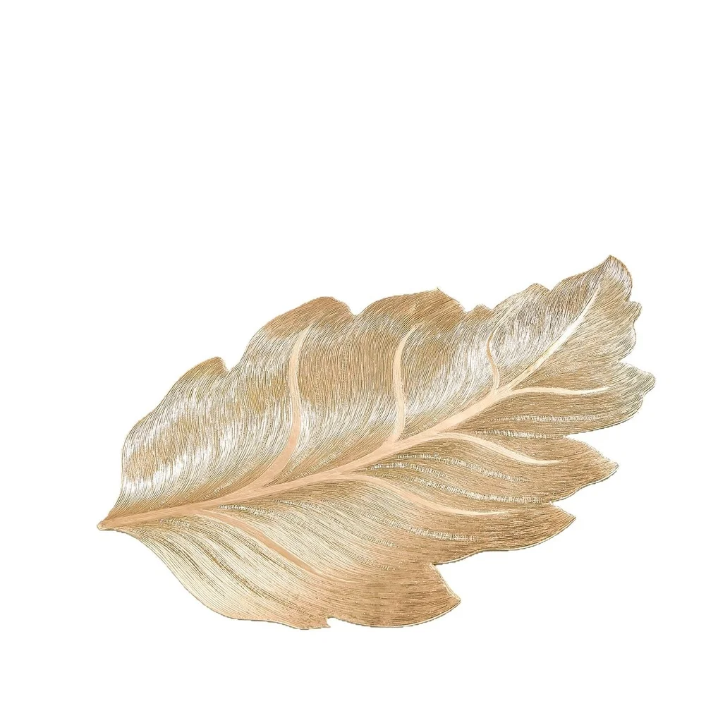 Maple Leaf Motif PVC Coaster Nordic Style with Gold Foil Accent Heat Resistant Non Slip Waterproof Table Protection